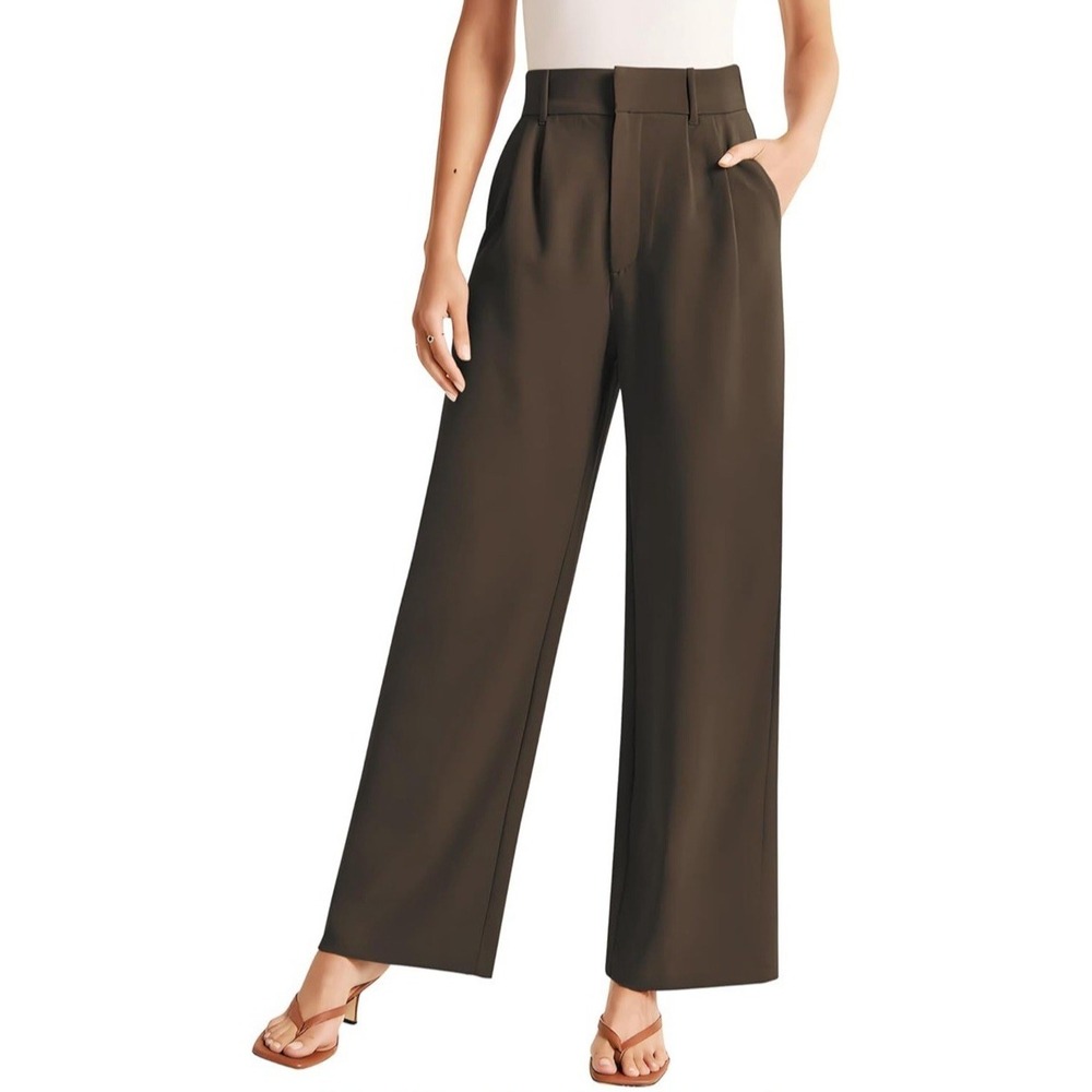 NWT Sarin Mathews High Waisted Wide Leg Dress Pants for Women - Chocolate XL